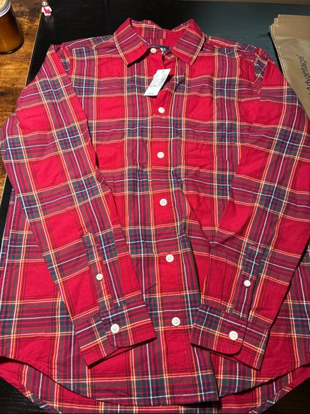 Classic Red Plaid Long-Sleeve Button-Down Shirt